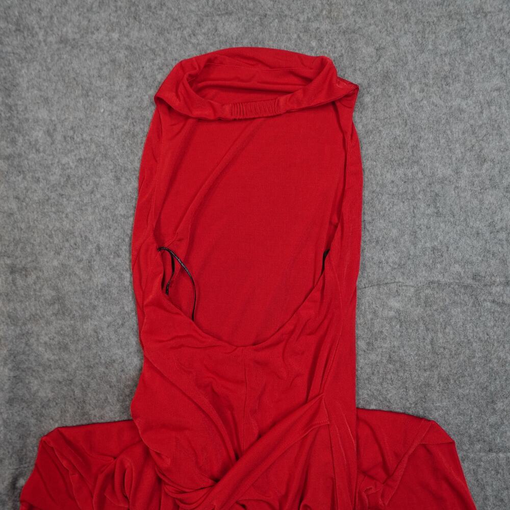 Katie May Dress Womens Small Leyla Red Slinky Gown Halter Knotted Open Back - Picture 10 of 12